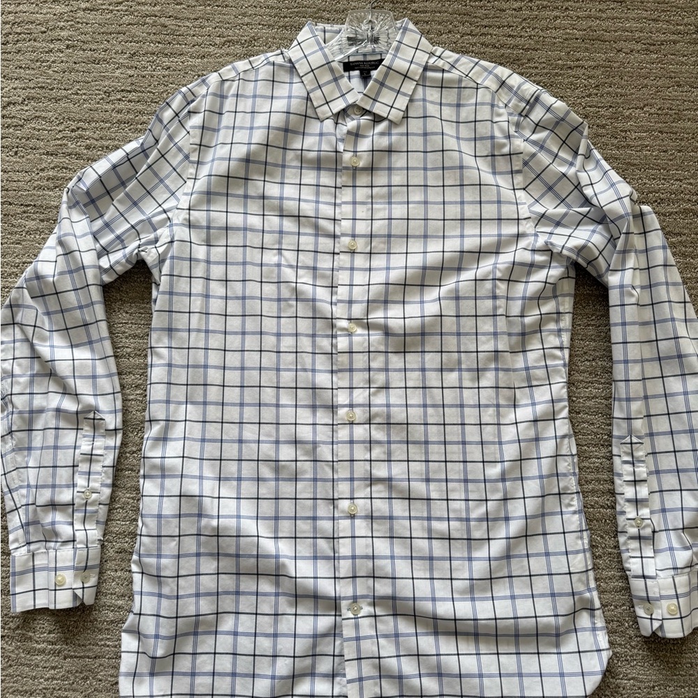 Banana Republic Blue and White Casual Button Down Shirt Large Tall